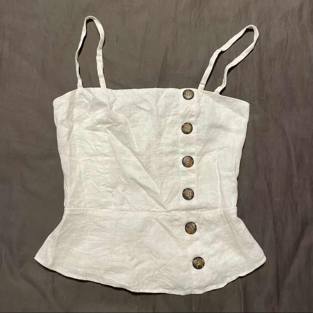 NWOT Reformation White Linen Top with Buttons